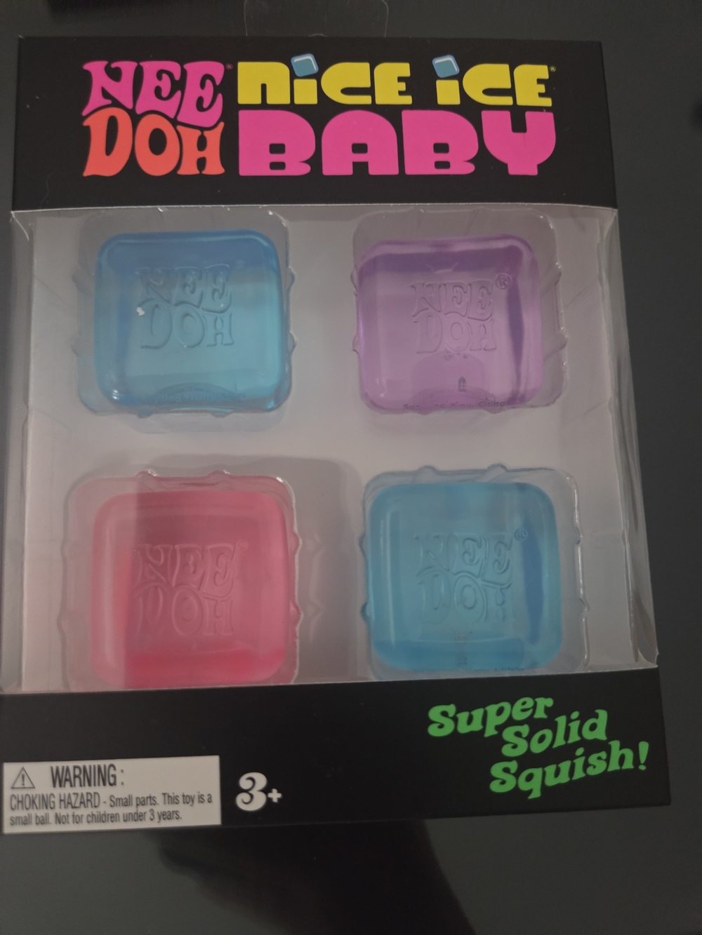 Nee Doh Nice Ice Baby Super Solid - Colorful Ice Cube Squishees (Pack of 4)